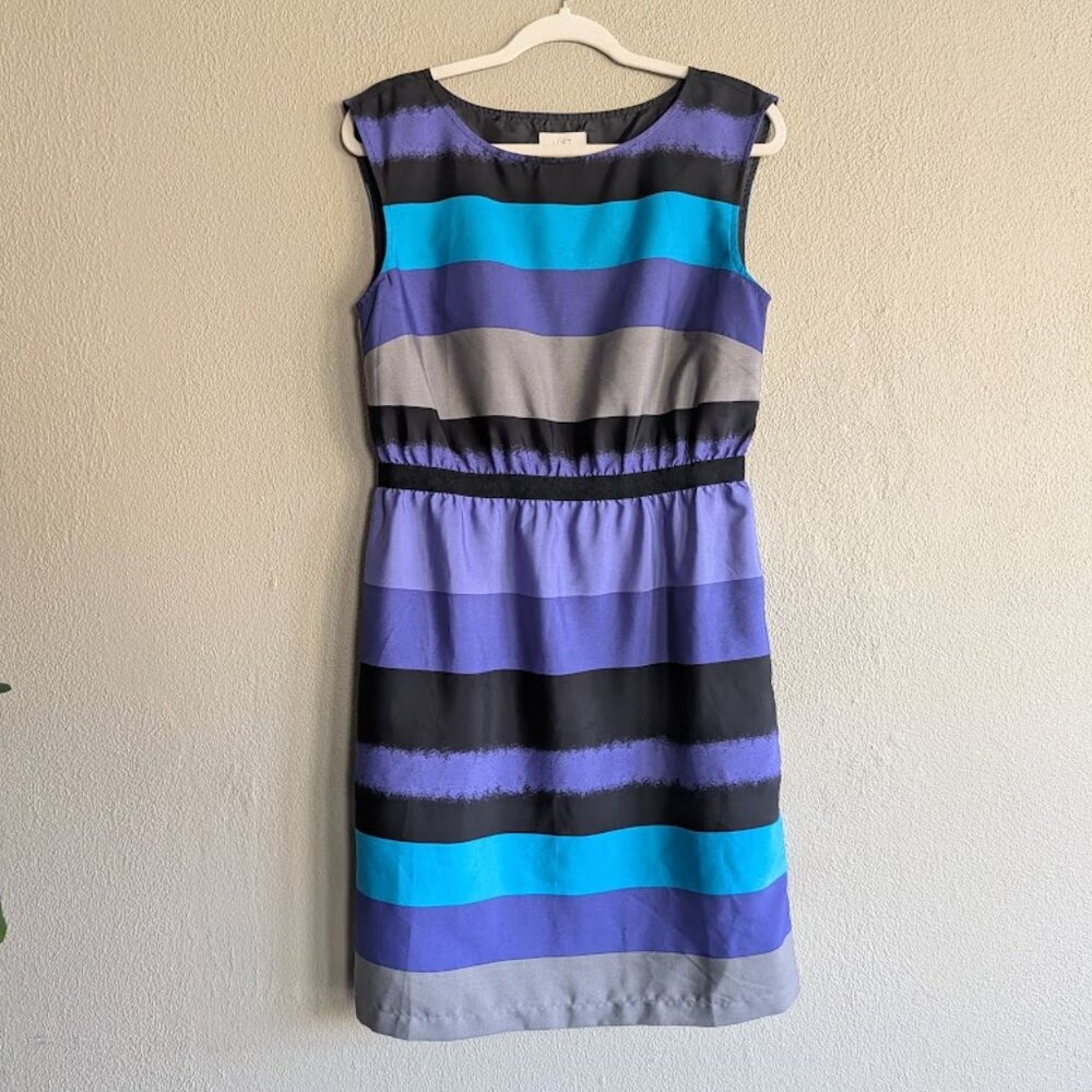 LOFT | Bold Striped Fit & Flare Dress | Size M